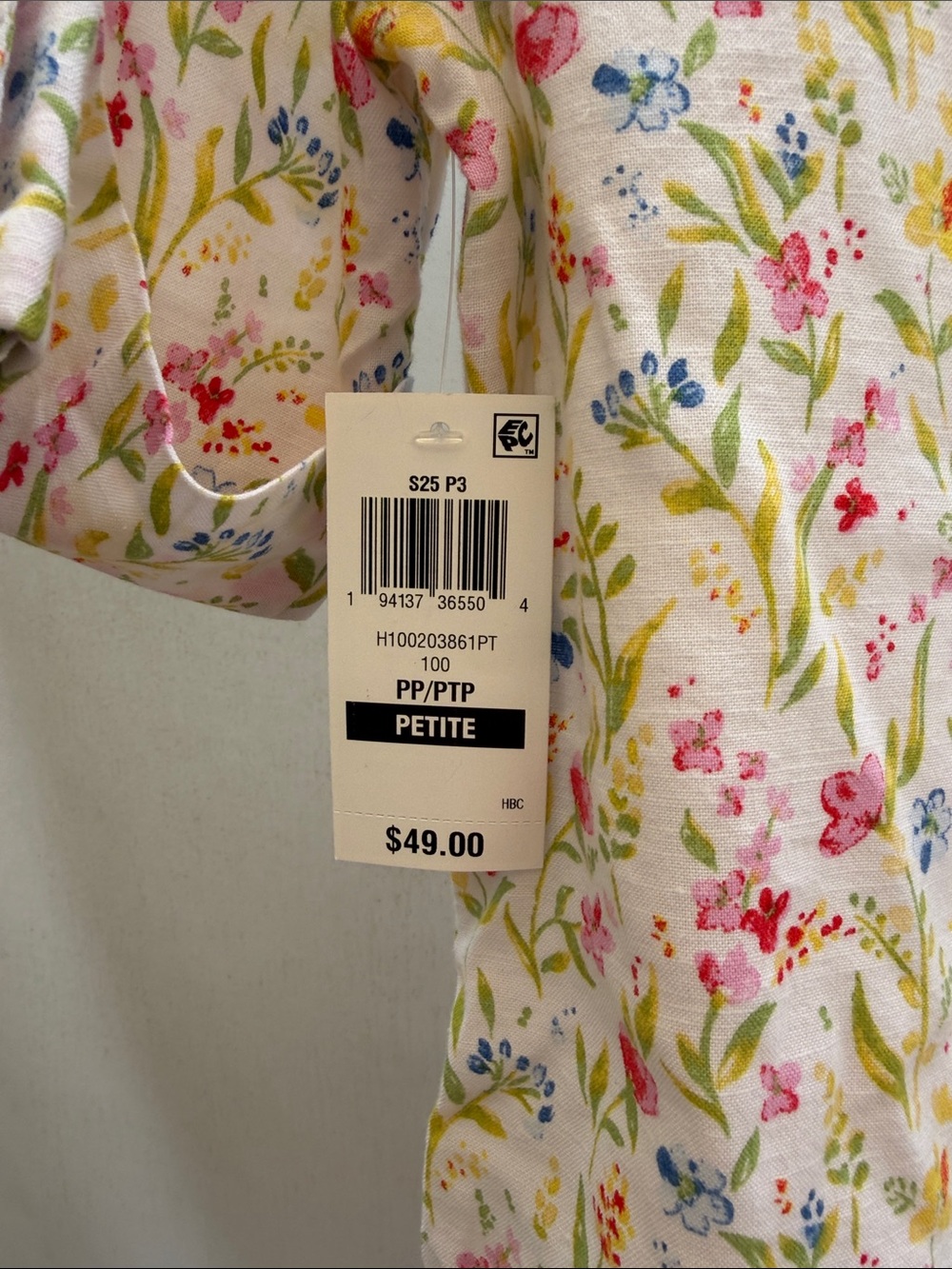 Karen Scott White Button-Front Floral Blouse with Pink, Blue & Green Print - Picture 3 of 5